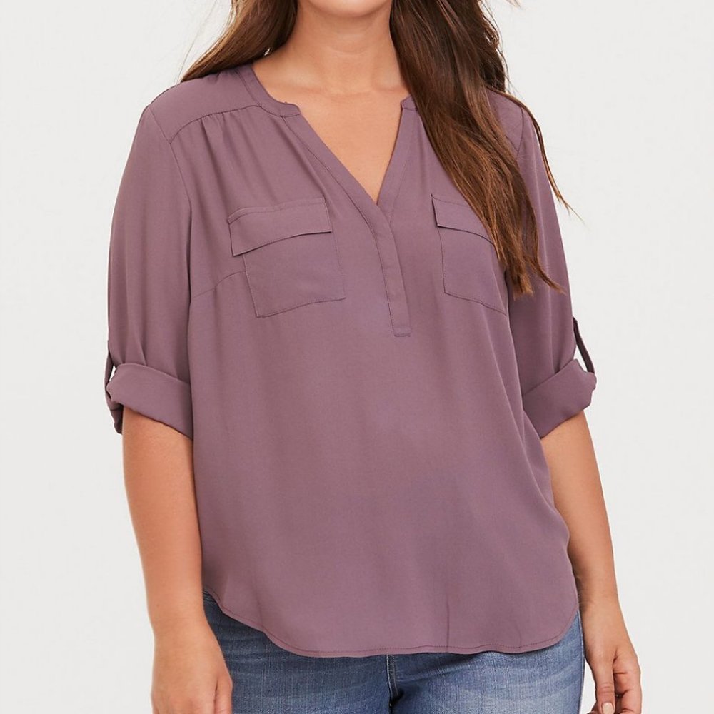 TORRID Harper Mauve Purple Georgette Pullover Blouse Sz 4X